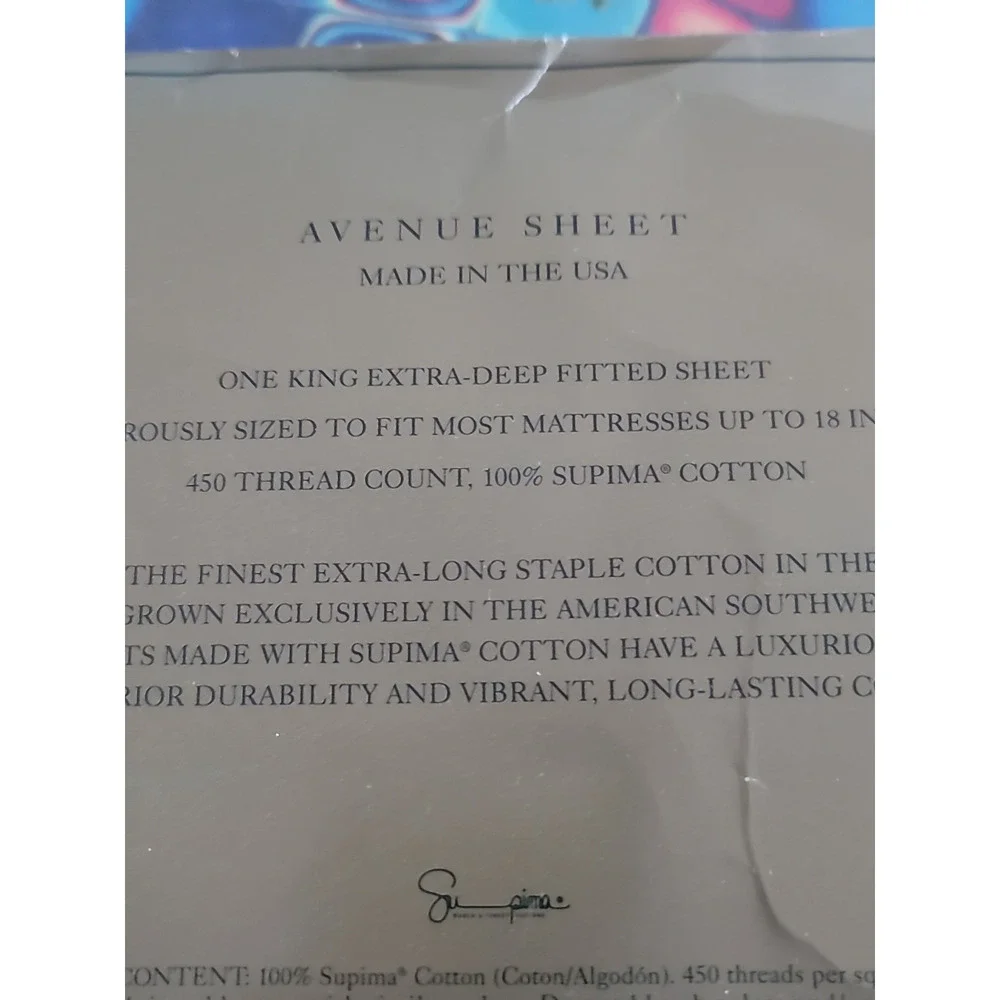 Ralph Lauren Avenue King Fitted Sheet 450 TC Maritime Blue 100% Cotton NIP